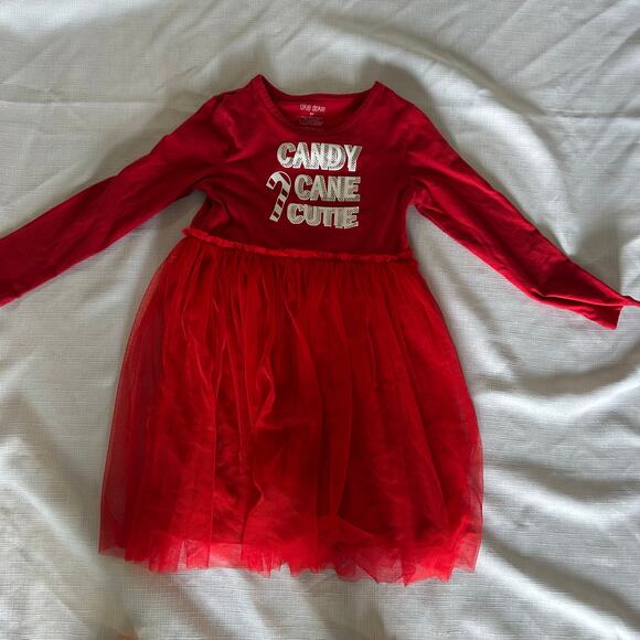 Okie Dokie Candy Cane Cutie Christmas Dress 5T Red Tulle Skirt Holiday Outfit - Picture 2 of 3